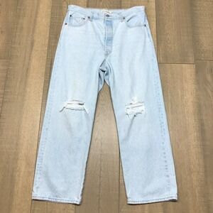 Levi's Jeans Womens Size 32 Ribcage Straight Ankle Button Fly Ojai Up Distressed